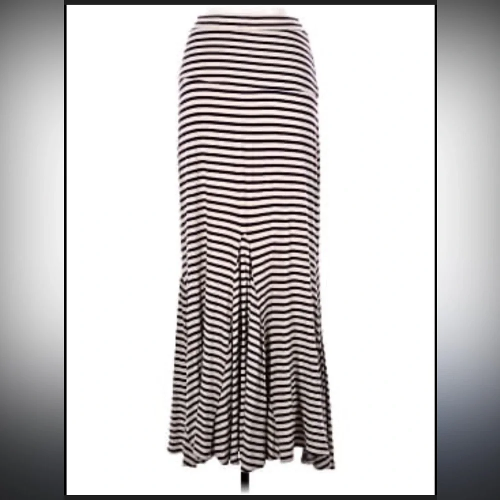 Anthropologie Bordeaux Purple and Cream Striped A-Line Skirt
